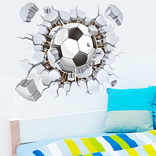 Vinilo Decorativo Pelota de Fútbol 3D Rompido para Pared miniatura 4