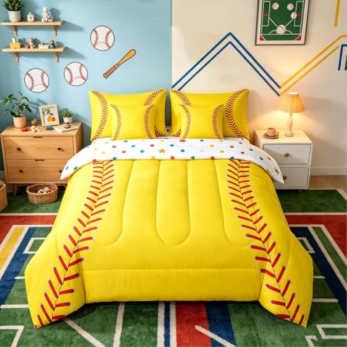 Image of Feelyou Softball Bedding Set Full Size Kids Boys Girls 7 Piece