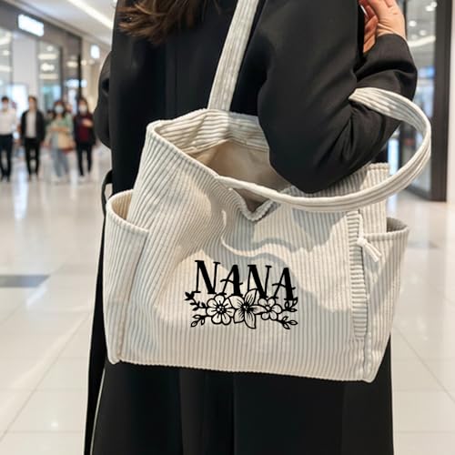 Bolso tote de pana, bonito bolso para mujer, bolso de hombro con bolsillo interior para trabajo, playa, viajes, compras y supermercado miniatura 2