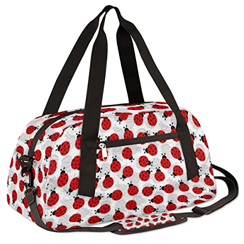 Ladybugs Pattern Kids Duffel Bag for Girls Boys Teens, Ladybugs Oil Painting Dance Bag Overnight Small Duffel Bag Carry On Weekend Sports Gym Travel Bag for School Practice Gymnastics Ballet2