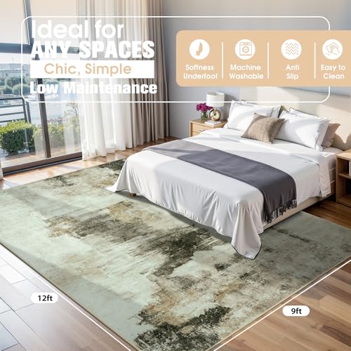 9x12 Area Rugs for Living Room Rug Washable: Abstract Large Rug for Dining Room Bedroom Carpet Non Slip 9 by 12 Indoor Modern Nursery Home Office Coffee