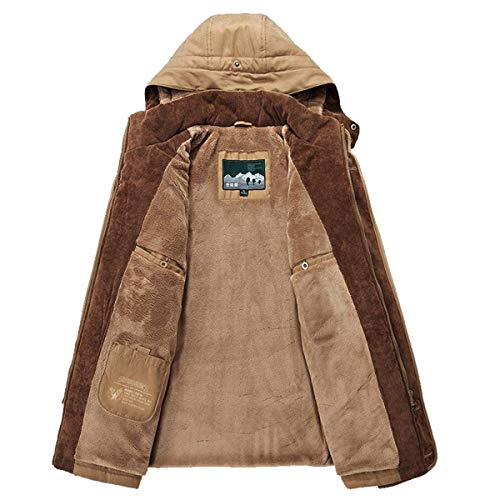 Image of PRIJOUHE Men's Winter Coats Down Jackets Outerwear Long Cotton Coat Men Thick Warm Fur Jacket Coat Overcoat