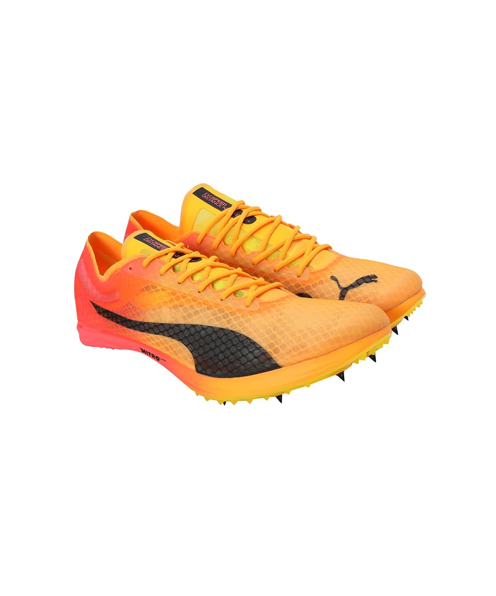 Puma Unisex Evospeed Distance Nitro Elite+ 4 Scarpe da Corsa Spikes Sun Stream/Sunset Glowsun Stream/Sunset Glow/Puma Blacksun Stream/Sunset Glow/Black - Arancione 42