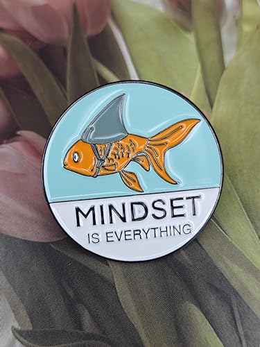 Image of Shark Goldfish Carp Enamel Pin Mindset Is Everything Brooch Pin Badge for Men and Women