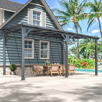 AirWire 10x14 FT Gazebo Pergola Awnings for Patio with Hardtop Gazebos on Clearance Patio Covers for Shade and Rain, Lean to Gazebo Sunroom Patio Canopy Outdoor Pergolas for Patios,Decks,Backyard