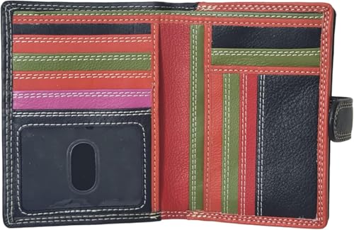 Portefeuille multicolore femme en cuir souple idéal pour grand sac à main urbain