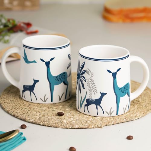 The Earth Store Stag Blue Coffee Mugs Set of 2 to Gift to Best Fr...
