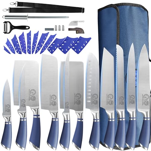 XYJ Knives,Professional Knife Sets for Master Chefs,11-pcs Chef Knife Set with Bag,Meat Cleaver Butcher for Camping XYJ Knives,Professional Knife Sets for Master Chefs,11-pcs Chef Knife Set with Bag,Meat Cleaver Butcher for Camping