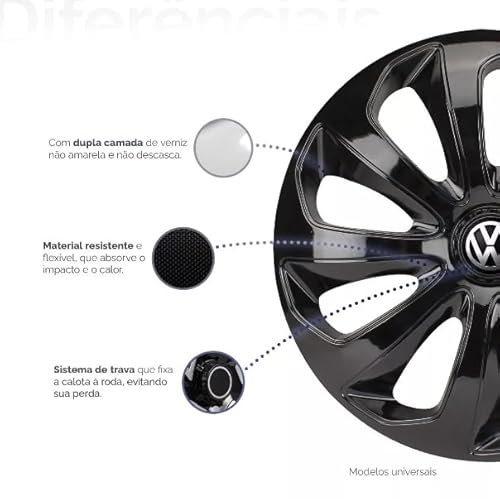 Jogo 4 Calotas Esportiva Velox Preto Brilhante Aro 14 Volks Gol G2 G3 G4 G5 G6 G7 Up Fox Voyage Para