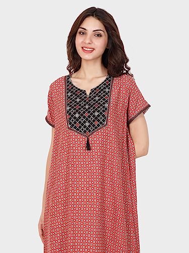 Image of Evolove Women's Viscose Liva Long Maxi Night Gown Nighty Dress with Pocket, Super Soft Comfortable (LNG-Rayon)