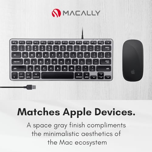 Macally Backlit Wired Keyboard for Mac | Compatible Apple Keyboard (Small and Compact) Comfortable All Day Typing USB Keyboard for MacBook Pro/Air, iMac, Mac Mini/Pro (Space Grey) - Thumbnail 6