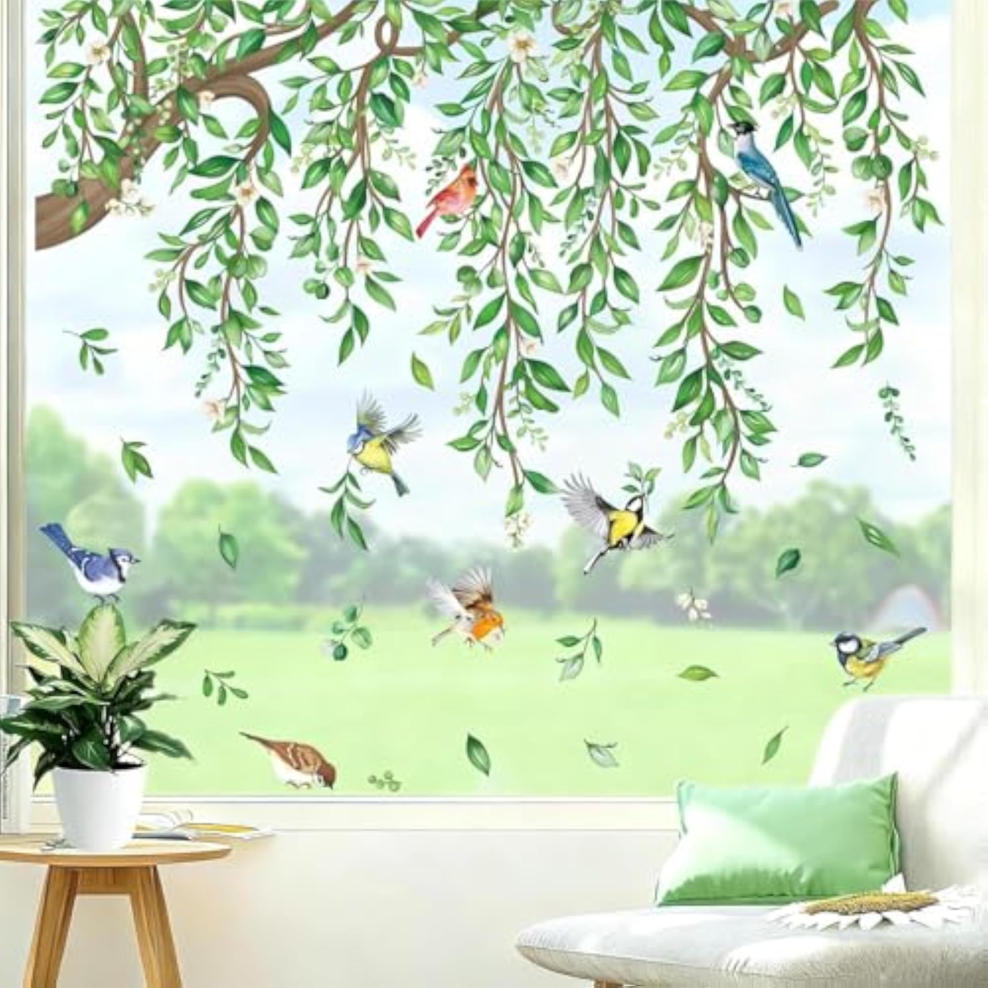 Hanging Vine Eucalyptus Leaf Window Clings for Home Decor