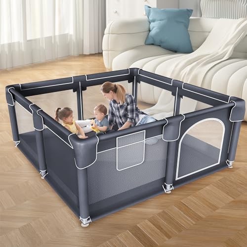 Image of Baby Playpen 50 x 50 Inch Play Pen Playards | Playpen for Babies and Toddlers | Anti-Fall Baby Play Yard with Breathable Mesh | ECO-Friendly, Easy Assembly | 50x50 inch Size