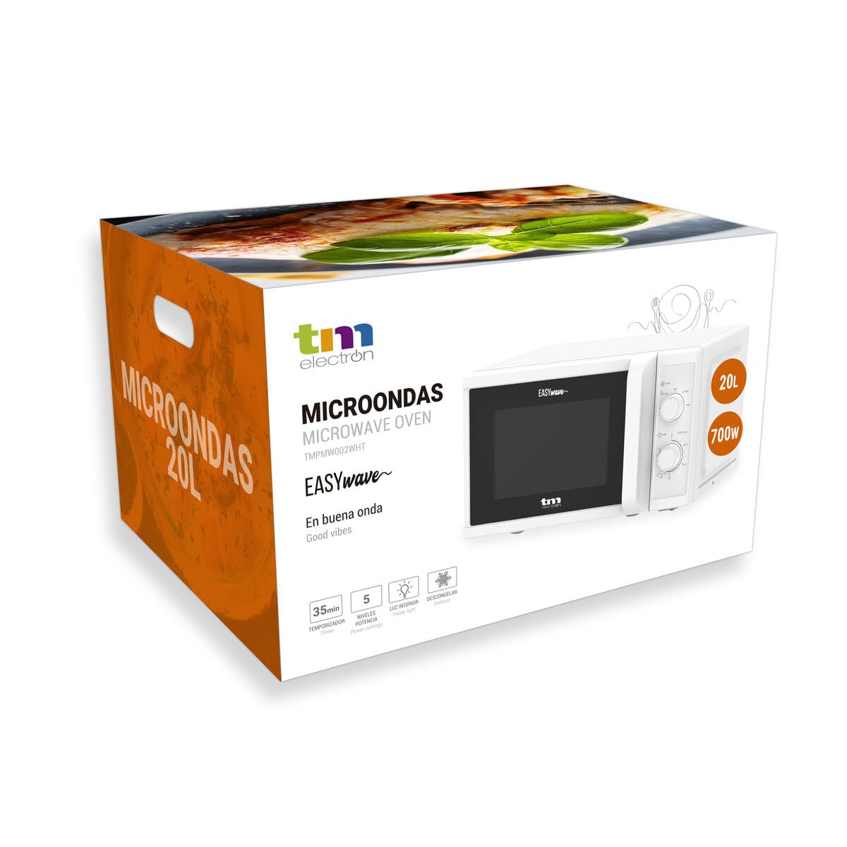 TM Electron TMPMW002WHT EASYWAVE Microonde con capacità di 20 litri, 700 W, 5 livelli di potenza, funzione sbrinamento e timer da 35 min, colore bianco