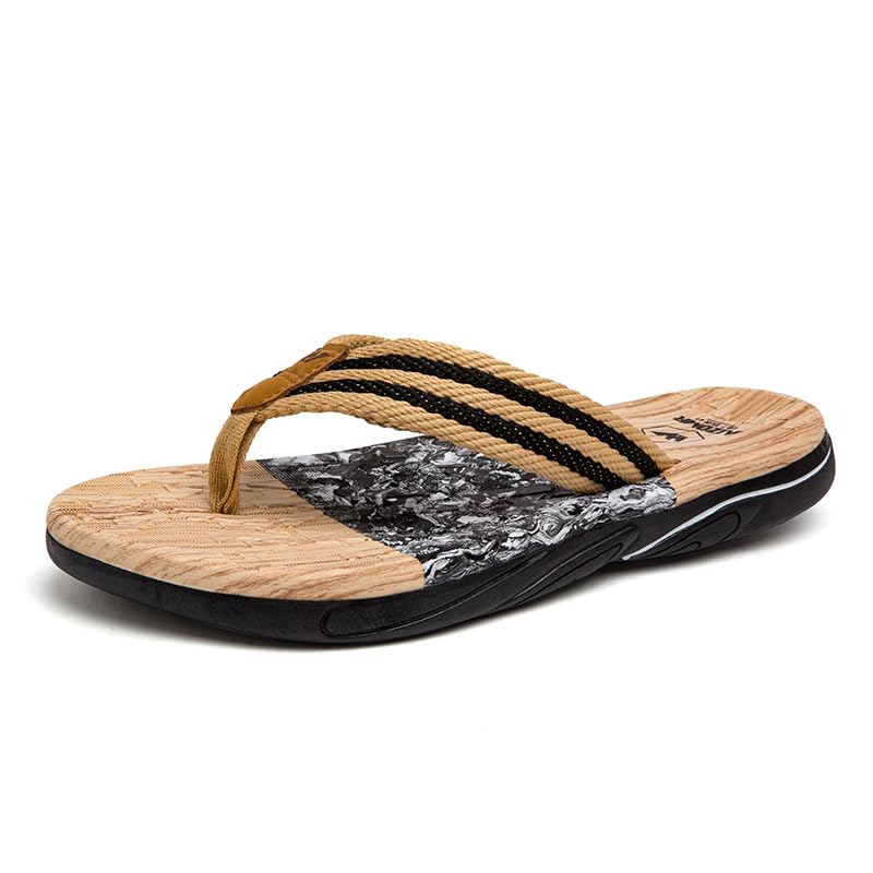 Mens Flip Flops Arch Support Comfortable Waterproof Open Toe Summer Beach Leather Thong Sandals Cushion Slip on Slippers2