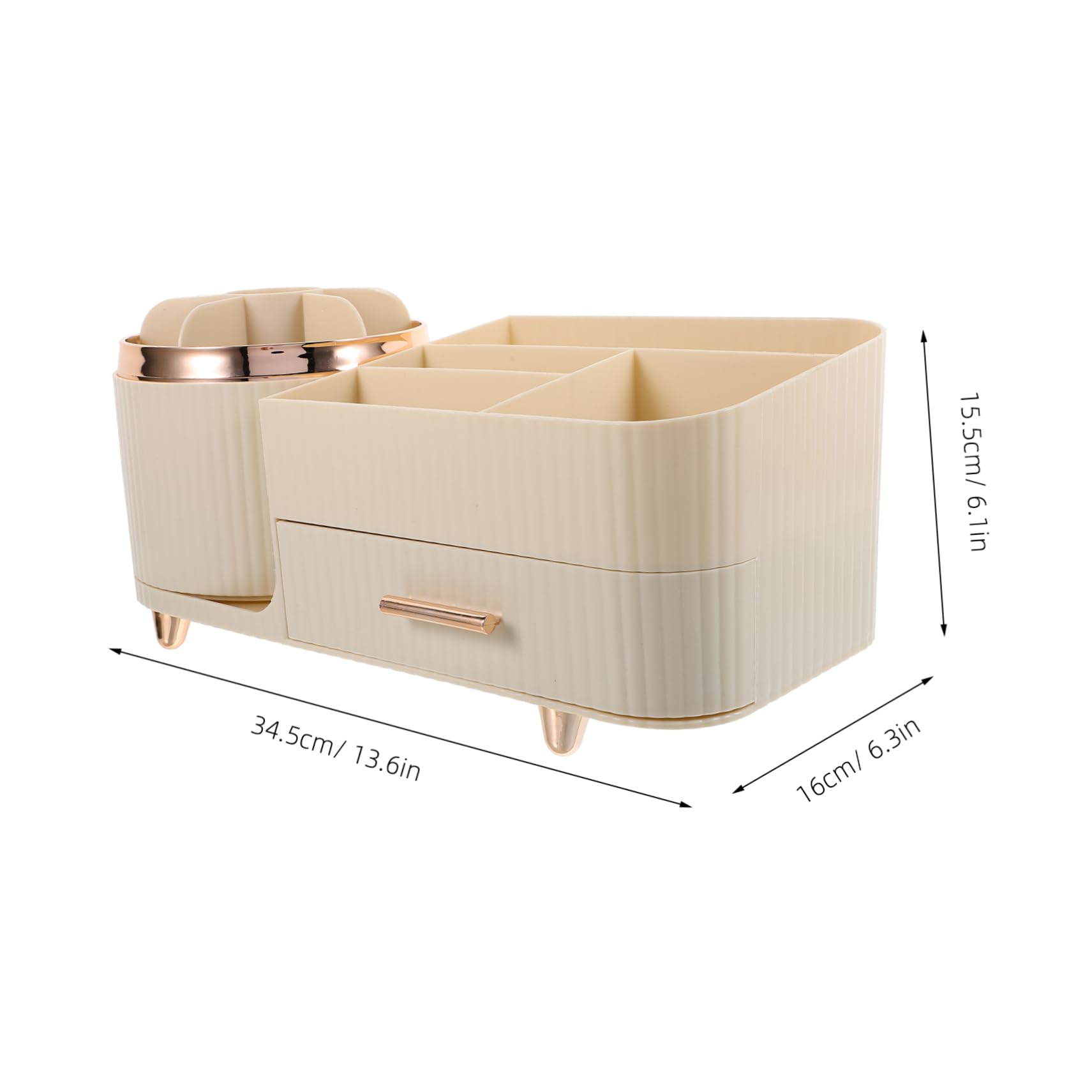 Homoyoyo Rotierender Makeup Organizer mit Schublade Kosmetik Pinselhalter und Lippenstift Aufbewahrung Vielseitiger Desktop Kosmetik Organizer für Ordentliche Make Up Aufbewahrung