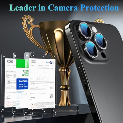 Image of YWXTW Designed for iPhone 16 Pro /iPhone 16 Pro Max Camera Lens Protector Bling, [New Glitter Design] Individual Metal Tempered Glass Camera Cover Accessories Case Friendly (Black Titanium)