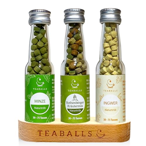 TEABALLS BIO - 3er Set KRÄUTER MIX - MINZE, ROTHENBERGER KRÄUTERTEE, INGWER für ca.120 Tassen Tee