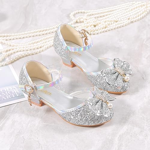 YUNICUS Girls Sandals Cosplay Clear Sparkle Jelly Dress Shoes with Bow Mary Jane Flats3