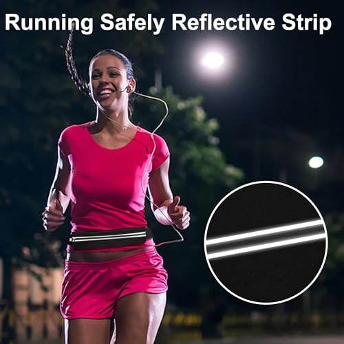 Image of Running Belt Fanny Pack Men and Women Slim Running Bag Money Belt | Lightweight,Soft Material,Adjustable Elasticated Belt,Reflective Strip,Running Essentials,Best Gifts