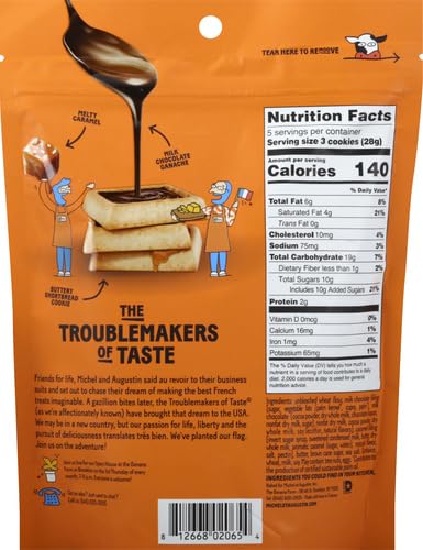 Image of Michel et Augustin Chocolate Cookie Snack Bag, Milk Chocolate & Caramel French Shortbread Cookies, Chocolate Gift Box, 15 Individually Wrapped Cookies (Pack of 3)