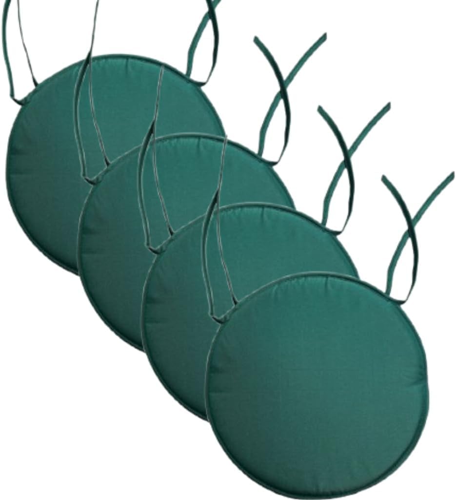 SVFOEBJM Waterproof 35cmGarden Chair CushionsSet of 4 Comfortable Bistro Seat Cushions for Indoor/Outdoor Dining with Ties Perfect for Patio and TerraceGreen