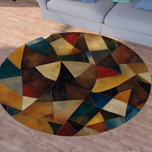 Tapete redondo Vintage Marble 4 pies lavable antideslizante miniatura 3