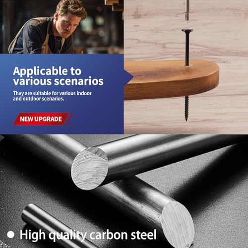 Image of #14 x 2 Inch Outdoor Structural Wood Deck Screws (470Pcs /10lb), Carbon Steel, Black, Flat Head, Rust Resistant Epoxy Coated, T30 Star Bit
