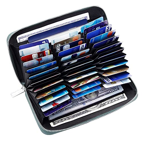 OIDERY Women Large Capacity Credit Card Wallet RFID Blocking with Removable Wristlet