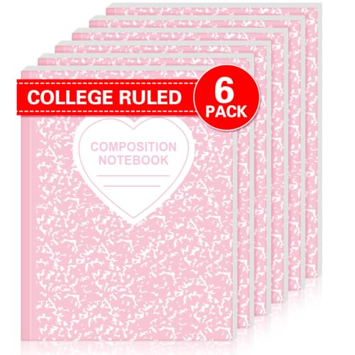 Cahier de composition marbré rose sur votre bureau d'étudiant pour organiser vos cours avec style