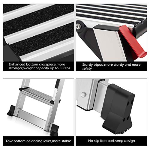 Giantex Step Stool Folding Step Ladder Portable Work Bench Aluminum Drywall Stool with Non Skid Rubber Platform Step,330 lbs Capacity