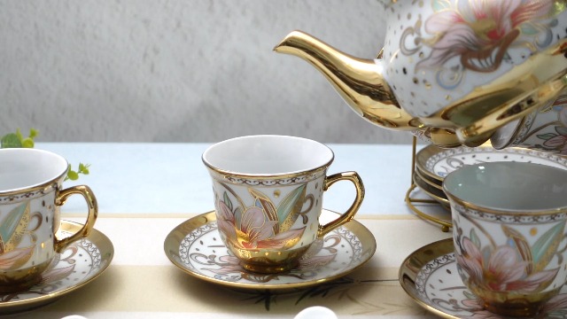 Amazon.com | Zhehao 20 Pcs Porcelain Tea Set with Metal Holder and