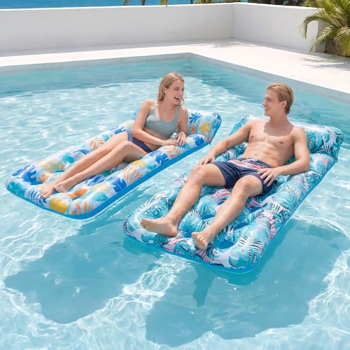 Image of Stonful 3 Pack Inflatable Pool Floats, Cooling Pool Rafts for Adults | Thickened PVC, 21-Cooling Vents, Giant Water Loungers, Headrest, Multi-purpose Pool Floaties for Pool Party, Lake, Beach
