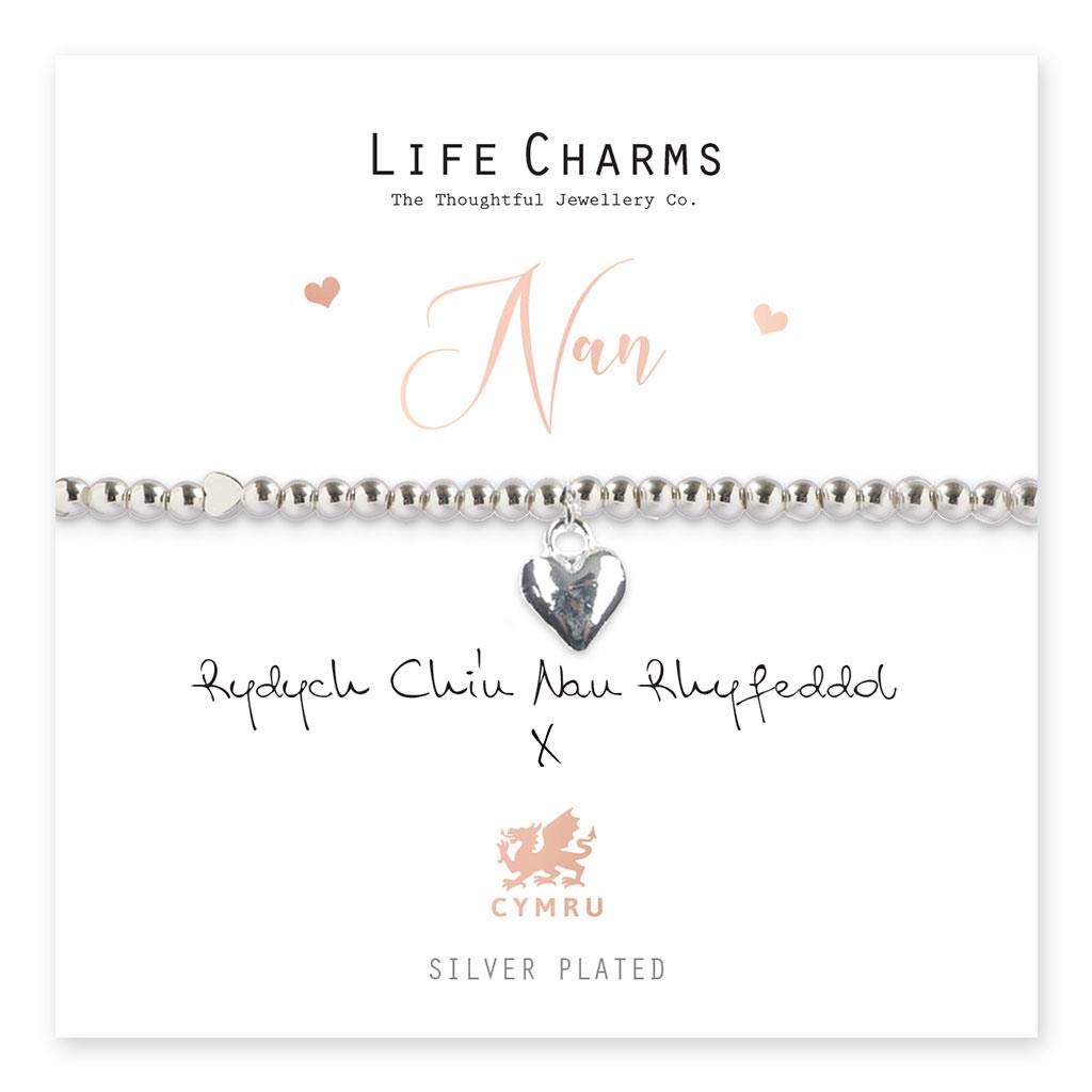 Life Charms Bracciale 'Welsh Nan' – Placcato Argento, Elastico, Lunghezza 7.5 Pollici, Con Confezione Regalo, Elegante