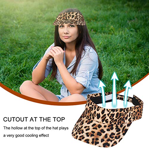 Kesyoo Unisex Leopard Print Sun Visor Hat Adjustable Baseball Cap Empty Top Golf Tennis Visor For Outdoor Sports Summer Beach #TOP7