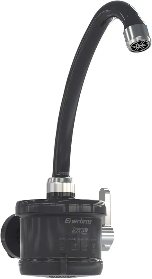 Enerbras Torneira Elétrica Plus de Parede 4 Temperaturas 5500W 220V Preta e Cromado