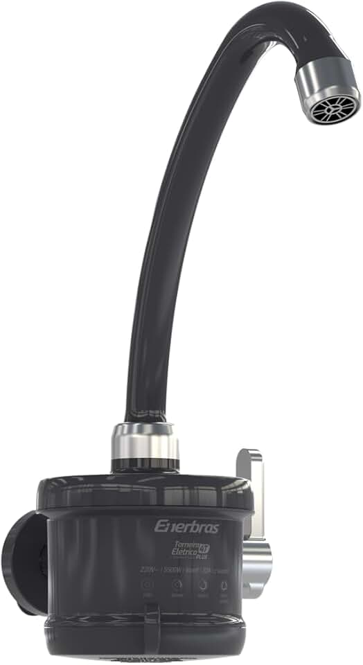 Enerbras Torneira Elétrica Plus de Parede 4 Temperaturas 5500W 220V Preta e Cromado