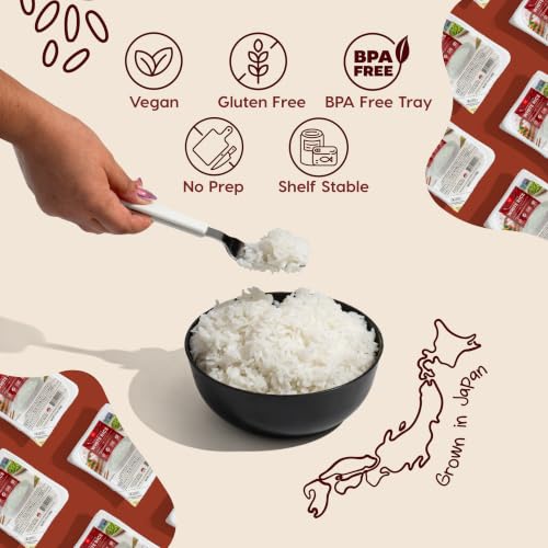 Image of IRIS Instant White Rice, 10PK, Japanese Short Grain Vegan, Microwave 80 sec