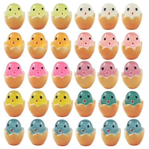 EMiEN 30 Pcs 10 Colors Luminous Mini Chicken for Fairy Garden Plant Dcor Cabinet Party etc.