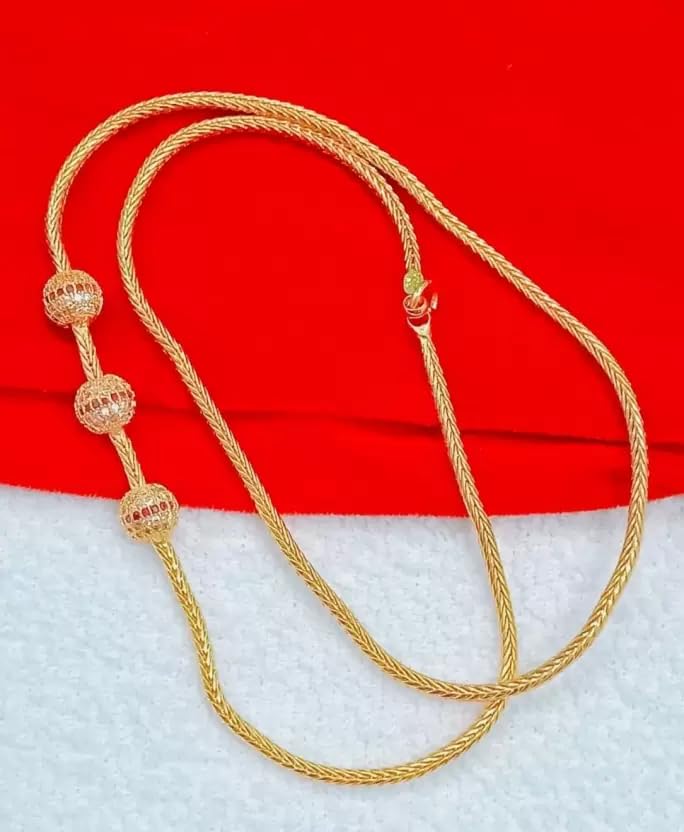 One gram Stylish Golden Neck woman and men Chain “24” Inches Gold-plated Chain_D267-picture-31