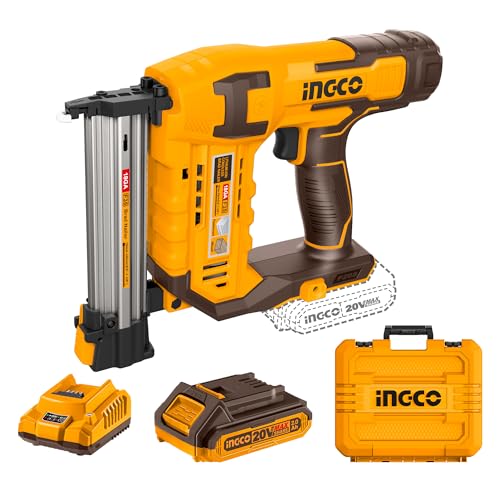 Image of INGCO 20V Cordless Brad Nailer, 3 Nails /s, Electric Nailer Gun, 1000 PCS Brad Nails, With 1Pcs 2.0Ah Battery And Charger, Packed by Carrying Case