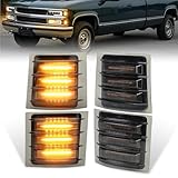 MOVOTOR LED Side Marker Lights with Amber Sequential Turn Signal Side Corner Lights Smoked Lens Compatible with 1994-1998 Chevy C/K 1500 2500 3500 Suburban Silverado Tahoe