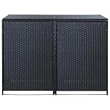 Conceal Your Wheelie Bins with The Lolicute Double Bin Shed - Poly Rattan Black Outdoor Resin Storag