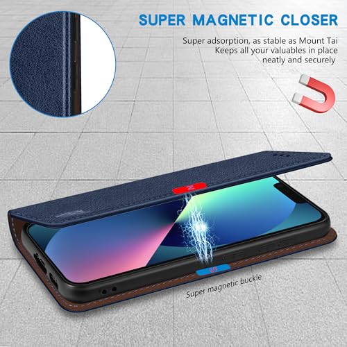 Image of ZZXX for iPhone 13 Mini Wallet Case Strong Magnetic 5.4 inch,Blue