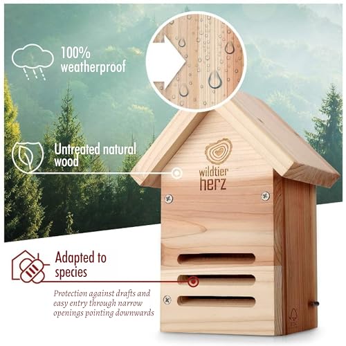 wildtier herz I Marienkäferhaus wetterfest und unbehandelt I Massiv-Holz Marienkäfer Insektenhotel I Marienkäferhotel, Insektenhotels, Insekten Hotel