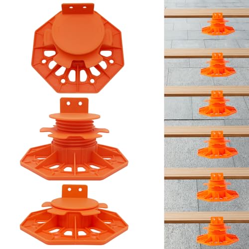 YEUQWJ 24 PCS Adjustable Deck Support Pedestal (1-3/16''-2-3/4''), Deck Foundation Base Support for Flooring Deck, Adjustable Deck Base for Outdoor Spaces