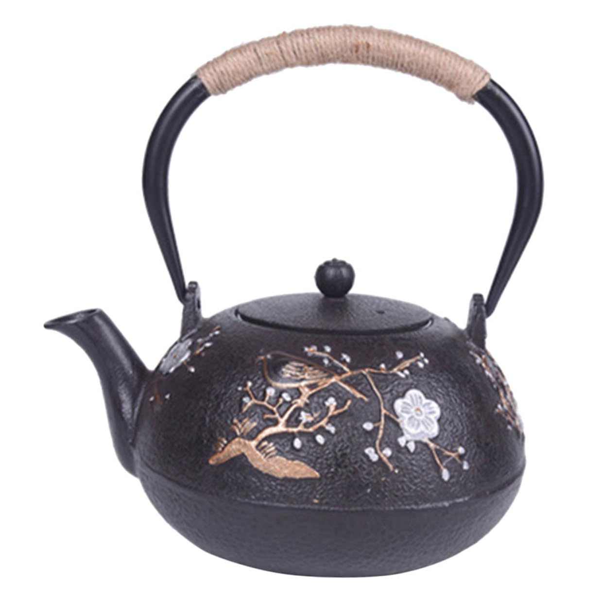 Cabilock Tetera de Hierro Fundido Japonesa Infusor, Buena Aislamiento Térmico y Diseño para Uso Hogar, Material Hierro Resistente y Práctica para Té
