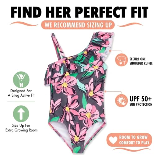 Image of Kanu Surf Girls Morgan Floral Ruffle 1-Shoulder 1-piece Swimsuit