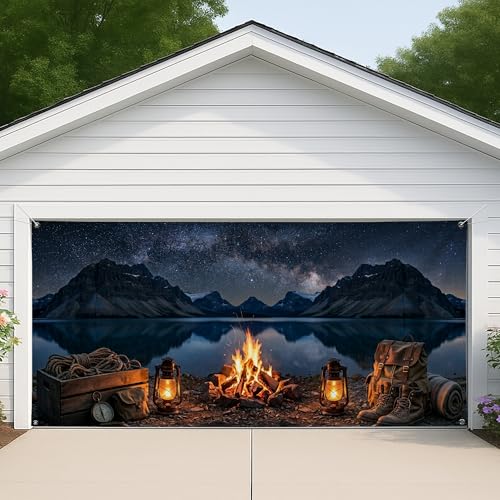Couverture de porte de garage paysage de montagne décor d'hiver 397x210 cm - 5