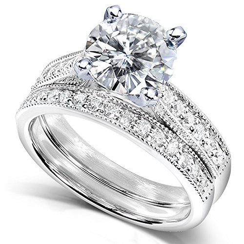 Kobelli Round Moissanite Pave-Set Bridal Set 2 1/3 CTW 14k White Gold3
